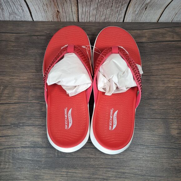 Skechers Arch Fit Radiance Mesmerize Thong Sandals Red Pink Women's 7 W (NWT) - Picture 6 of 8